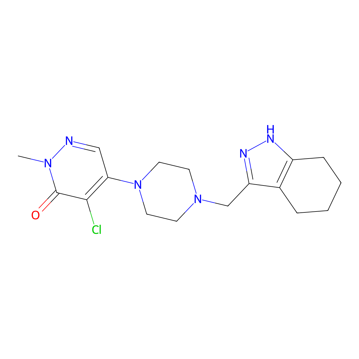 4-chloro-2-methyl-5-{4-[(4,5,6,7-tetrahydro-1H-indazol-3-yl)methyl]piperazin-1-yl}-2,3-dihydropyridazin-3-one molecular structure, CAS 3030810-10-4