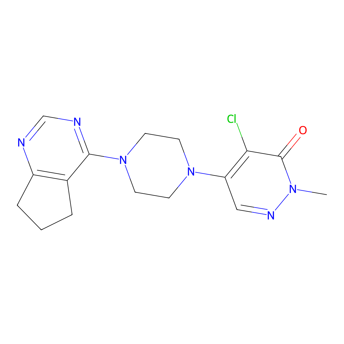 4-chloro-5-(4-{5H,6H,7H-cyclopenta[d]pyrimidin-4-yl}piperazin-1-yl)-2-methyl-2,3-dihydropyridazin-3-one molecular structure, CAS 3030810-25-1