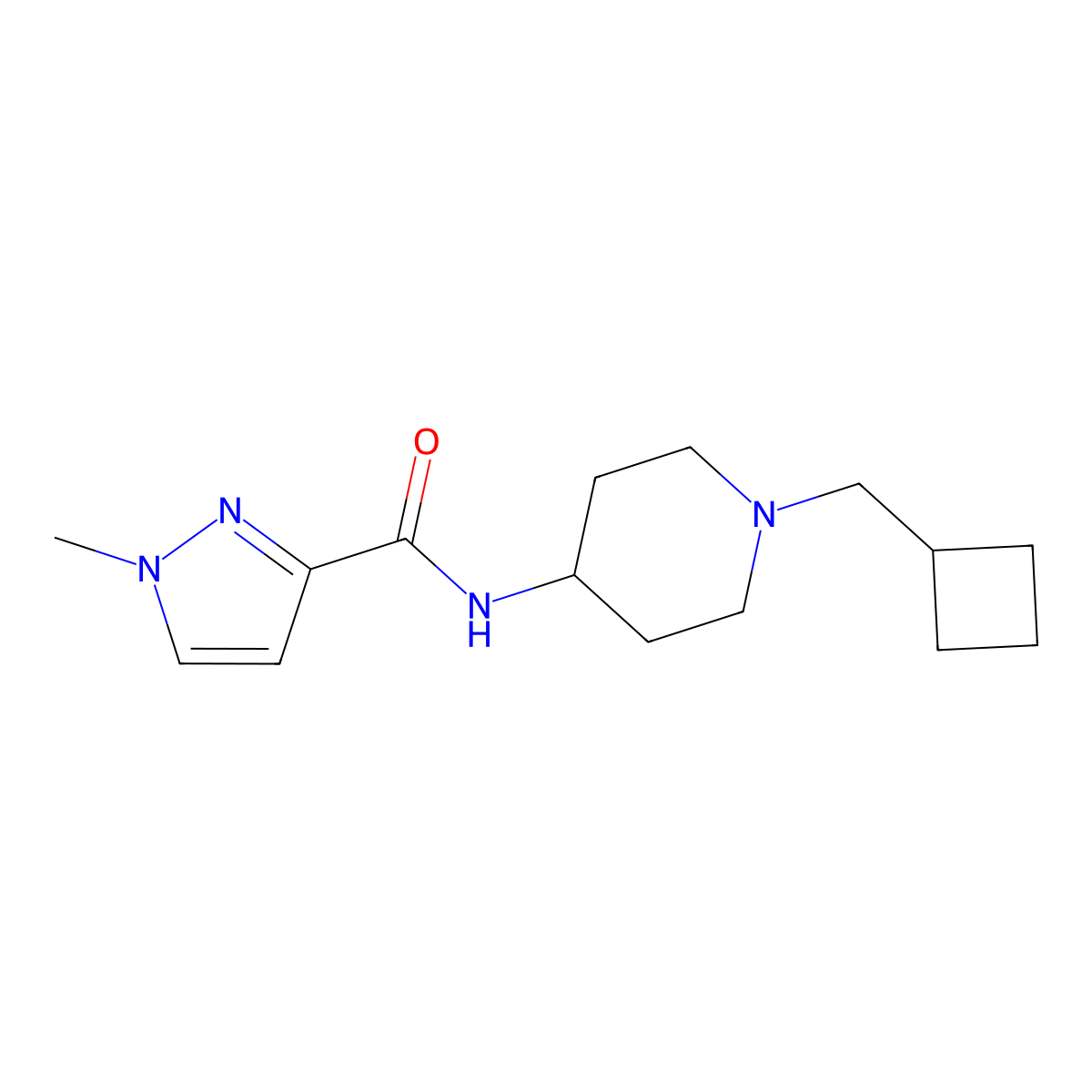 N-[1-(cyclobutylmethyl)piperidin-4-yl]-1-methyl-1H-pyrazole-3-carboxamide molecular structure, CAS 3030810-37-5