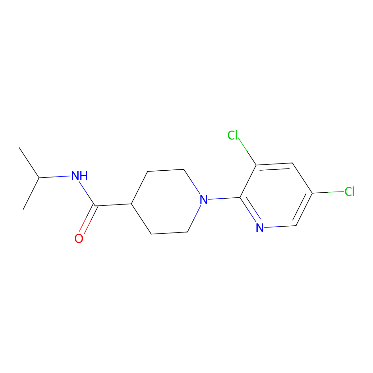 1-(3,5-dichloropyridin-2-yl)-N-(propan-2-yl)piperidine-4-carboxamide molecular structure, CAS 3030810-38-6