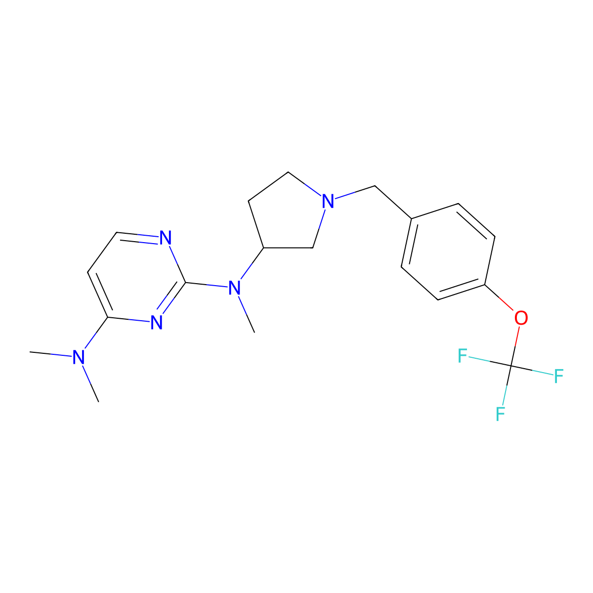 N2,N4,N4-trimethyl-N2-(1-{[4-(trifluoromethoxy)phenyl]methyl}pyrrolidin-3-yl)pyrimidine-2,4-diamine molecular structure, CAS 3030810-41-1