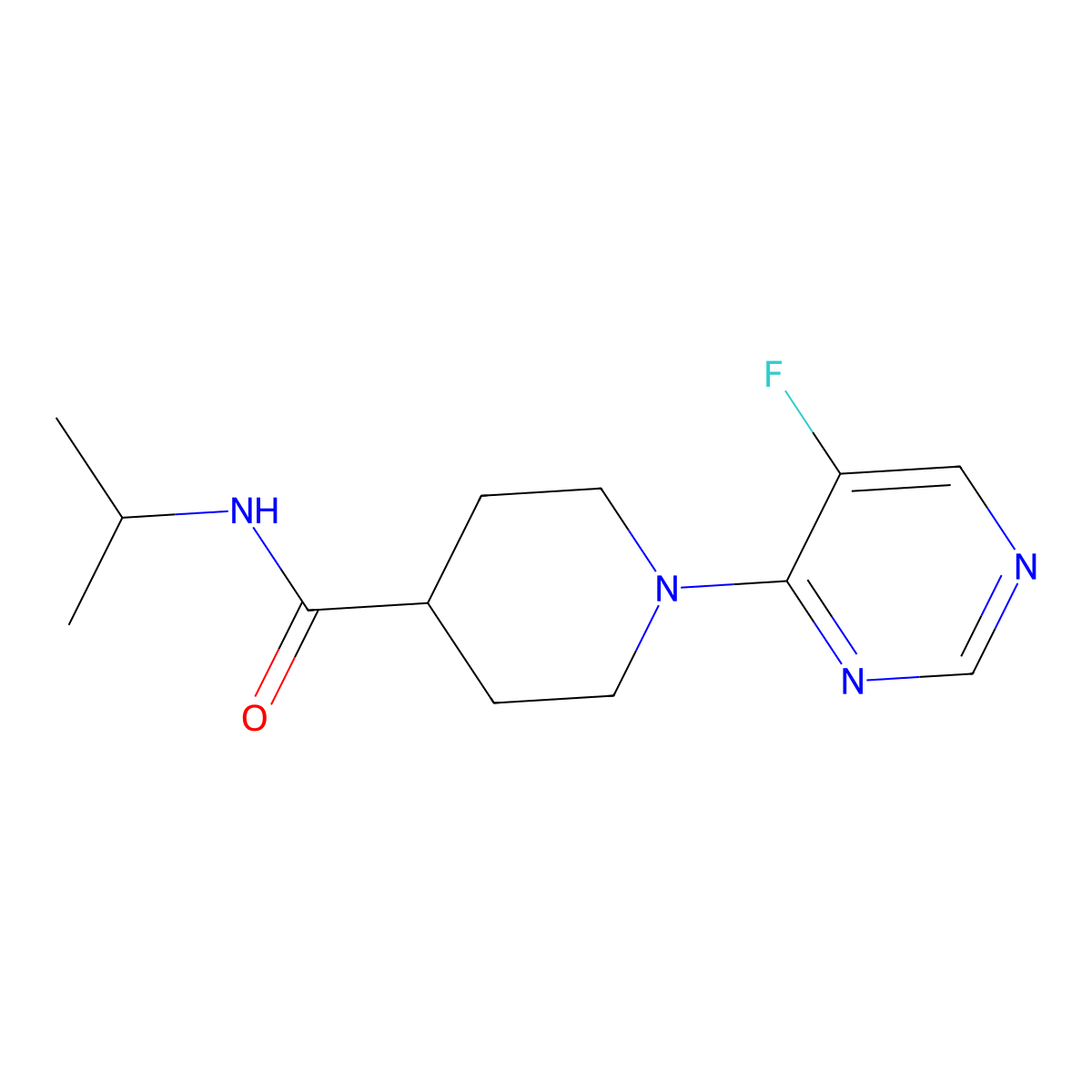 1-(5-fluoropyrimidin-4-yl)-N-(propan-2-yl)piperidine-4-carboxamide molecular structure, CAS 3030810-48-8