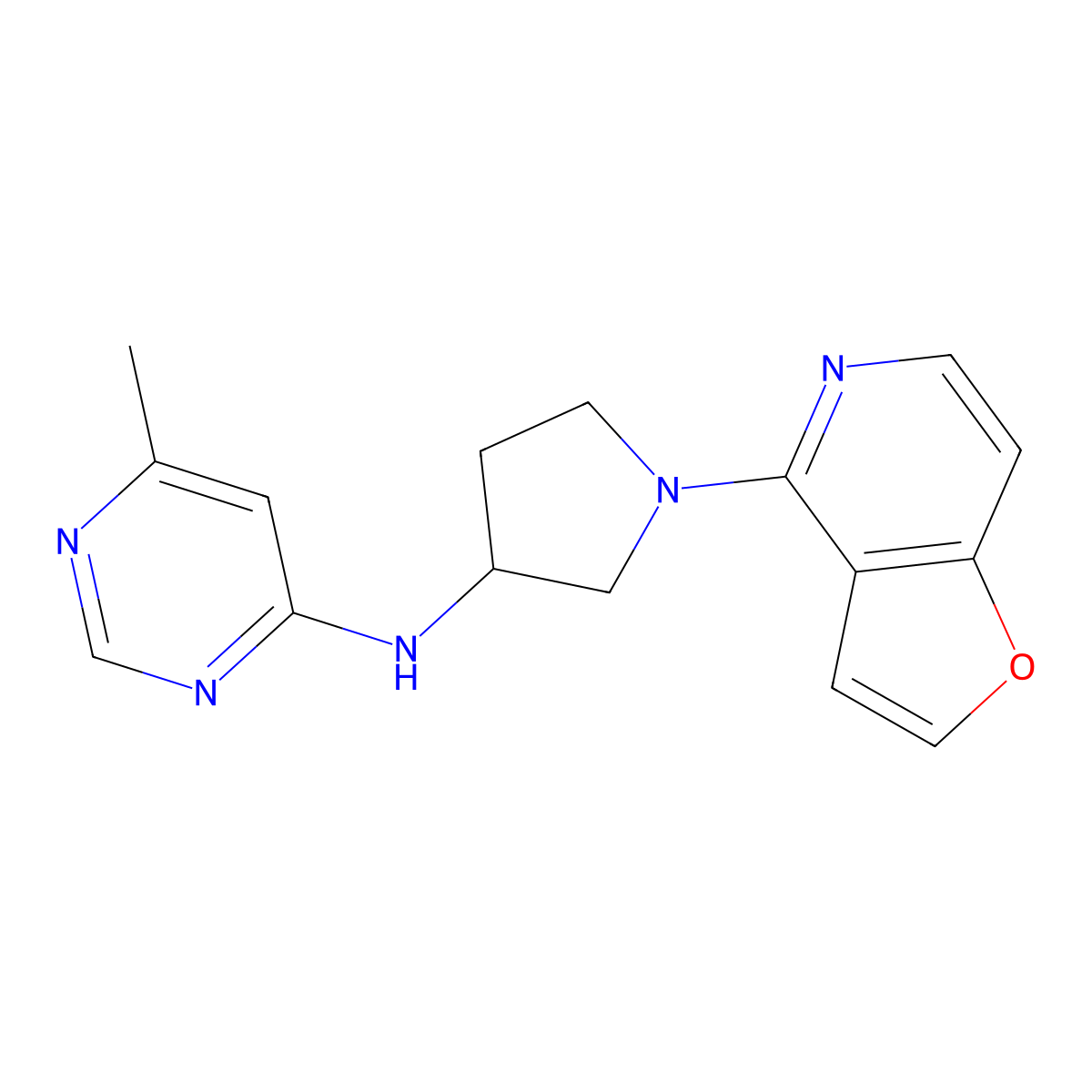 N-(1-{furo[3,2-c]pyridin-4-yl}pyrrolidin-3-yl)-6-methylpyrimidin-4-amine molecular structure, CAS 3030810-55-7