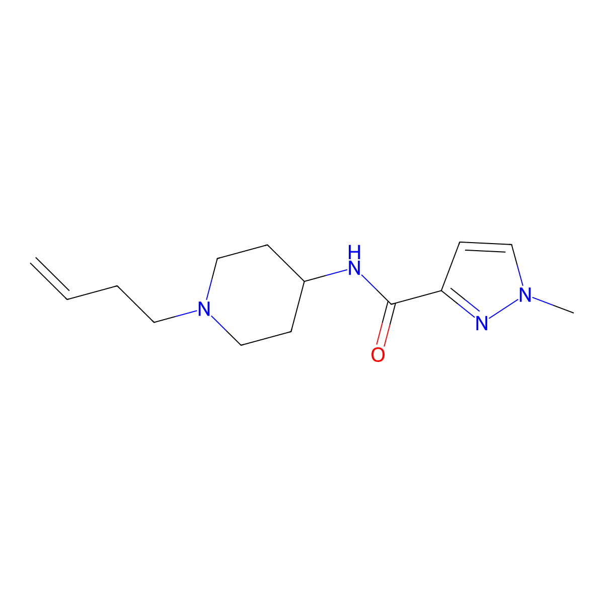 N-[1-(but-3-en-1-yl)piperidin-4-yl]-1-methyl-1H-pyrazole-3-carboxamide molecular structure, CAS 3030810-64-8