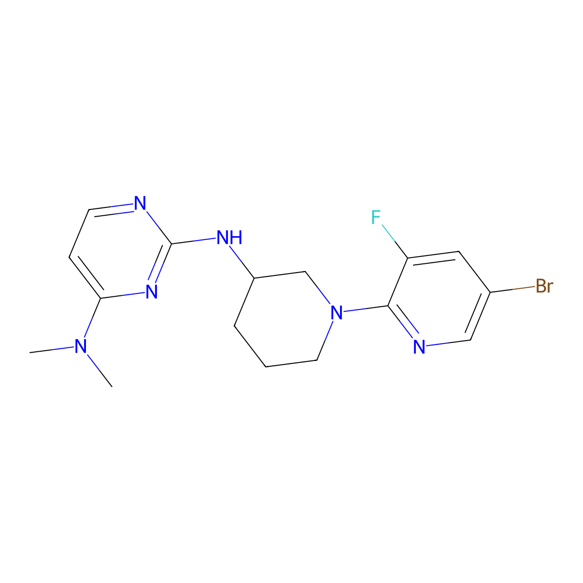 N2-[1-(5-bromo-3-fluoropyridin-2-yl)piperidin-3-yl]-N4,N4-dimethylpyrimidine-2,4-diamine molecular structure, CAS 3030810-71-7