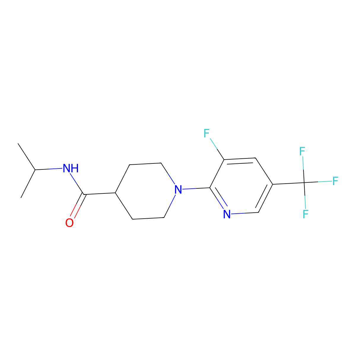 1-[3-fluoro-5-(trifluoromethyl)pyridin-2-yl]-N-(propan-2-yl)piperidine-4-carboxamide molecular structure, CAS 3030810-73-9