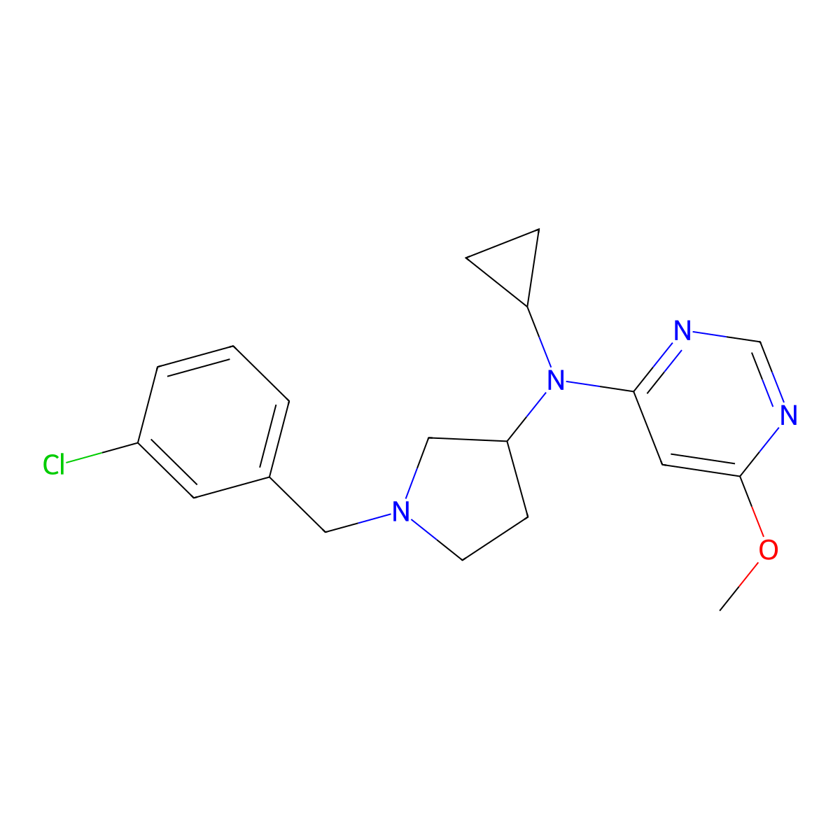 2-cyclopropyl-N-{1-[(2,4-dichlorophenyl)methyl]piperidin-4-yl}pyrimidin-4-amine molecular structure, CAS 3030810-85-3