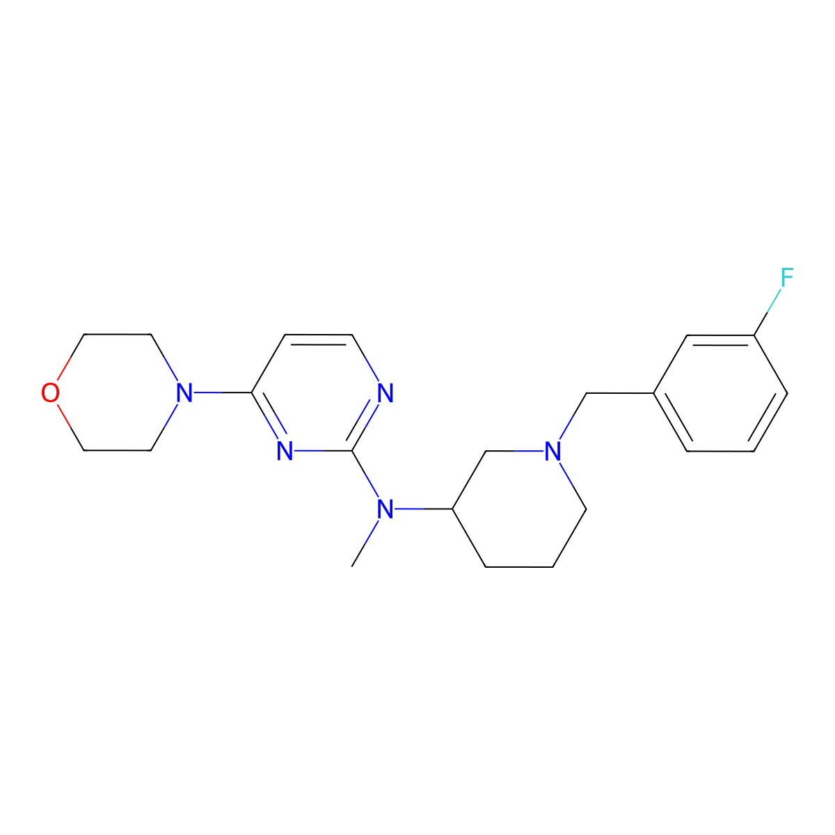 N-{1-[(3-fluorophenyl)methyl]piperidin-3-yl}-N-methyl-4-(morpholin-4-yl)pyrimidin-2-amine molecular structure, CAS 3030810-89-7