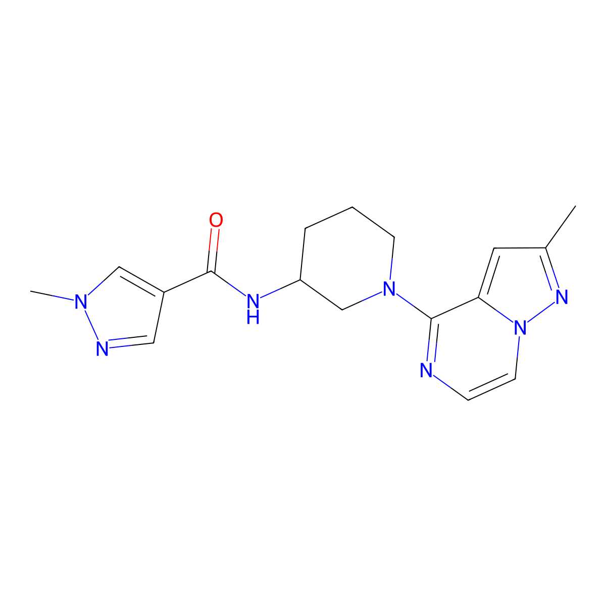 1-methyl-N-(1-{2-methylpyrazolo[1,5-a]pyrazin-4-yl}piperidin-3-yl)-1H-pyrazole-4-carboxamide molecular structure, CAS 3030810-94-4