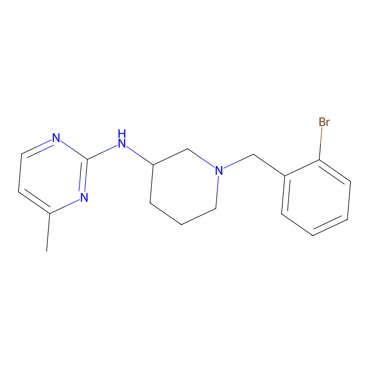 N-[1-[(2-bromophenyl)methyl]piperidin-3-yl]-4-methylpyrimidin-2-amine molecular structure, CAS 3030811-08-3