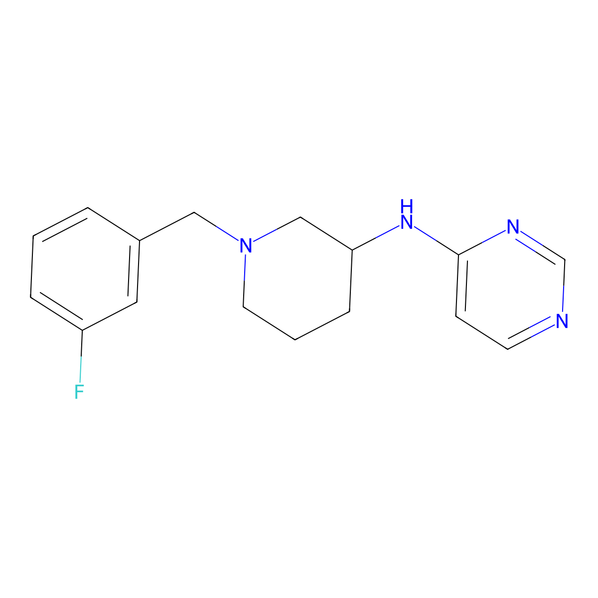 N-{1-[(3-fluorophenyl)methyl]piperidin-3-yl}pyrimidin-4-amine molecular structure, CAS 3030811-09-4