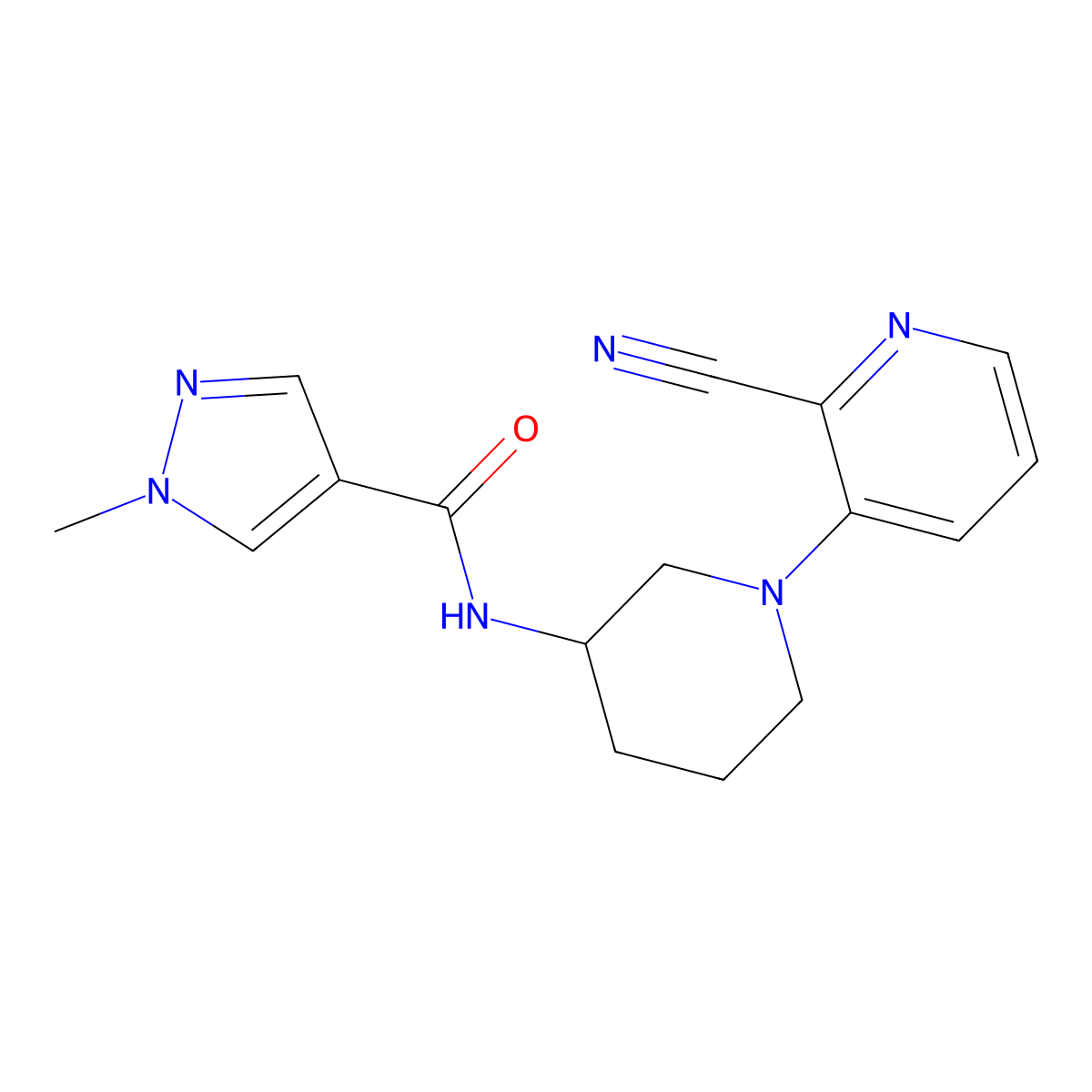 N-[1-(2-cyanopyridin-3-yl)piperidin-3-yl]-1-methyl-1H-pyrazole-4-carboxamide molecular structure, CAS 3030811-10-7