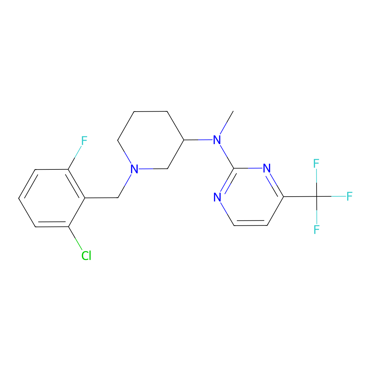 N-{1-[(2-chloro-6-fluorophenyl)methyl]piperidin-3-yl}-N-methyl-4-(trifluoromethyl)pyrimidin-2-amine molecular structure, CAS 3030811-14-1