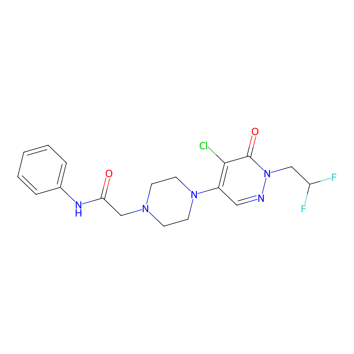 2-{4-[5-chloro-1-(2,2-difluoroethyl)-6-oxo-1,6-dihydropyridazin-4-yl]piperazin-1-yl}-N-phenylacetamide molecular structure, CAS 3030811-17-4