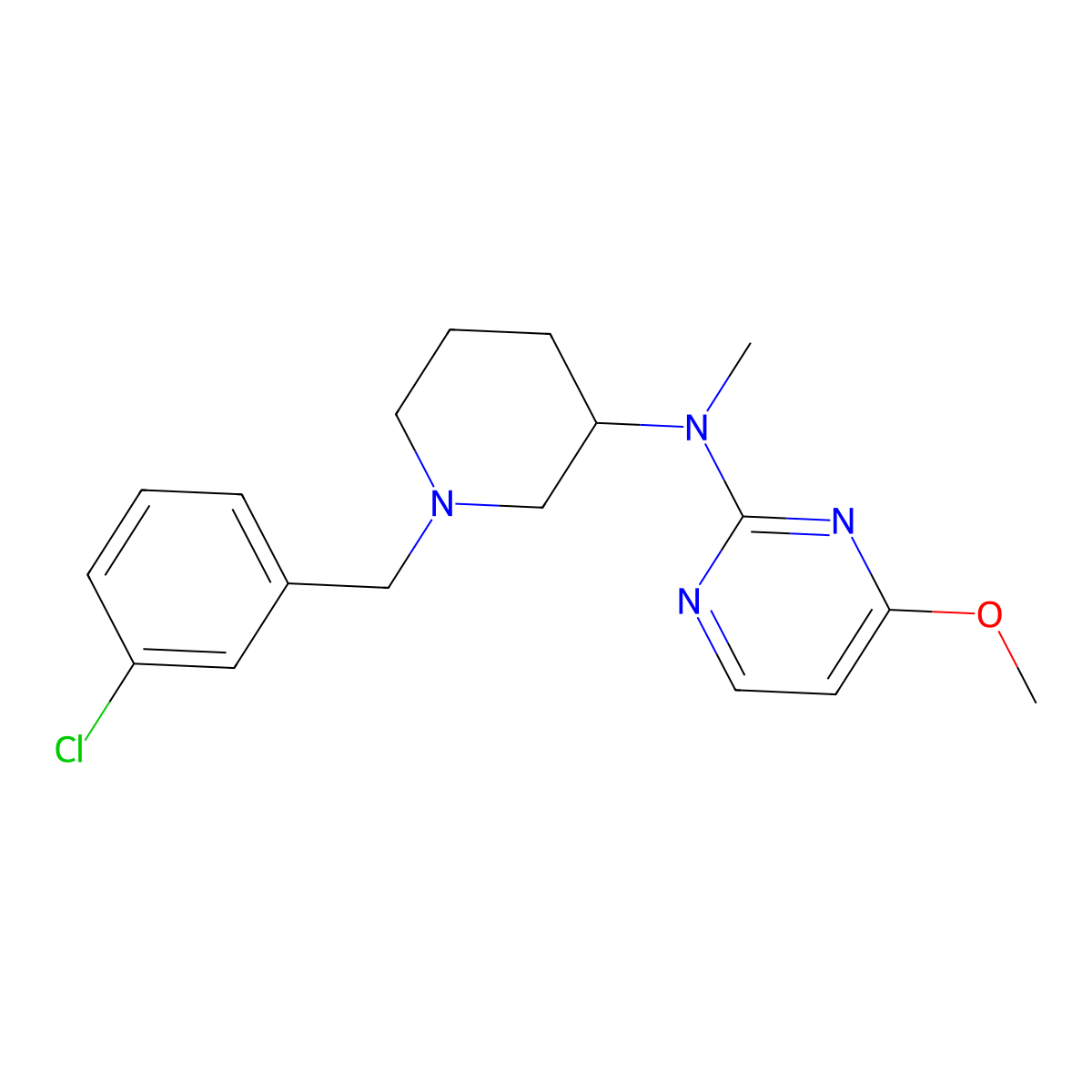 N-{1-[(3-chlorophenyl)methyl]piperidin-3-yl}-4-methoxypyrimidin-2-amine molecular structure, CAS 3030811-19-6