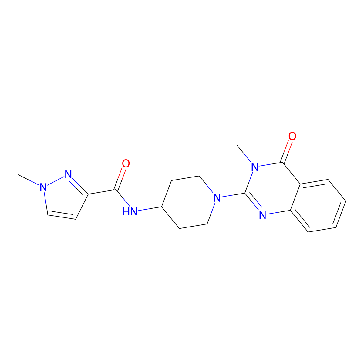 1-methyl-N-[1-(3-methyl-4-oxo-3,4-dihydroquinazolin-2-yl)piperidin-4-yl]-1H-pyrazole-3-carboxamide molecular structure, CAS 3030811-25-4
