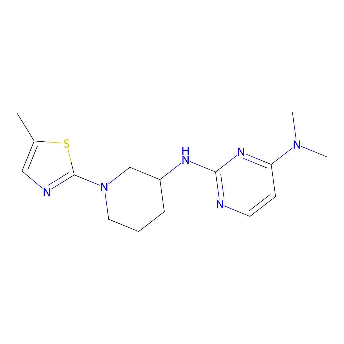 N4,N4-dimethyl-N2-[1-(5-methyl-1,3-thiazol-2-yl)piperidin-3-yl]pyrimidine-2,4-diamine molecular structure, CAS 3030811-26-5