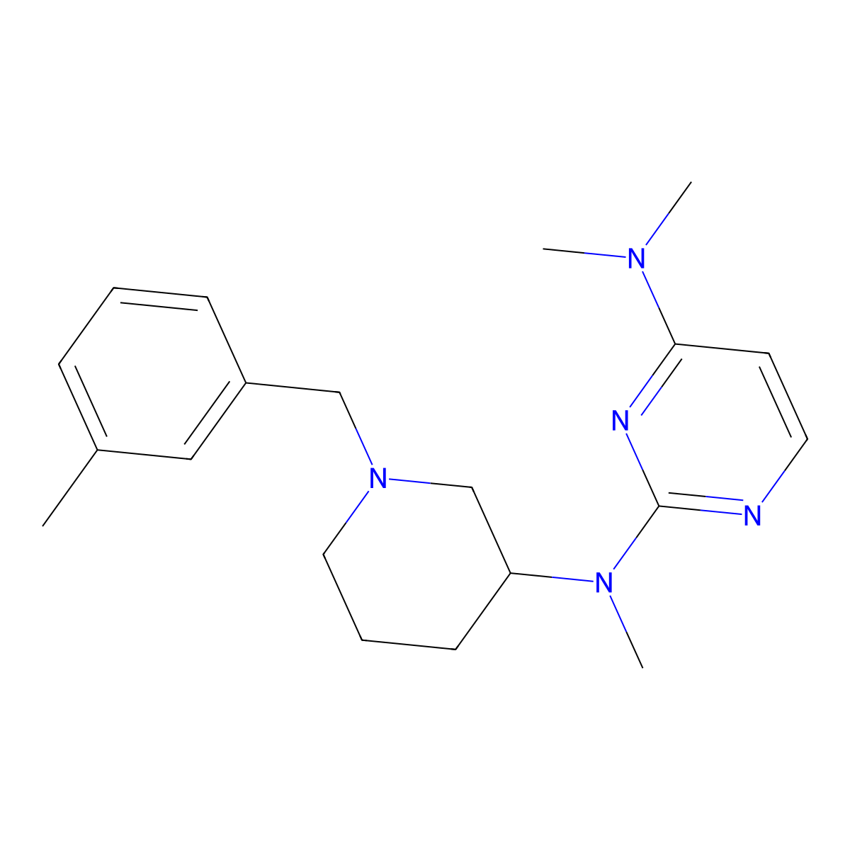 N2,N4,N4-trimethyl-N2-{1-[(3-methylphenyl)methyl]piperidin-3-yl}pyrimidine-2,4-diamine molecular structure, CAS 3030811-37-8