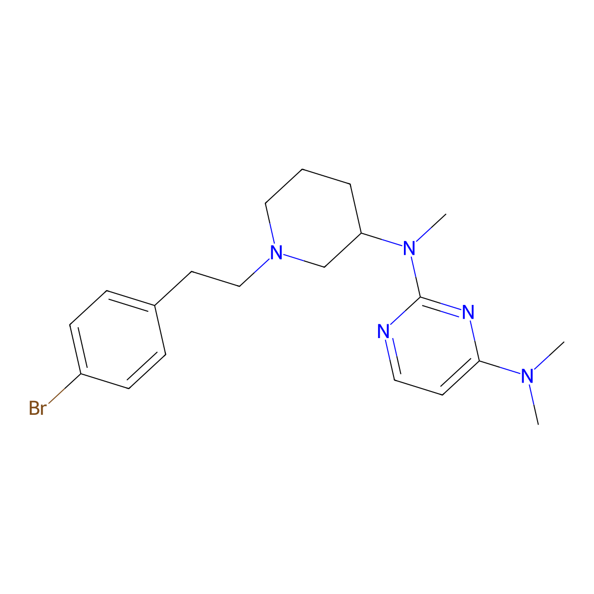 2-N-[1-[2-(4-bromophenyl)ethyl]piperidin-3-yl]-2-N,4-N,4-N-trimethylpyrimidine-2,4-diamine molecular structure, CAS 3030811-43-6
