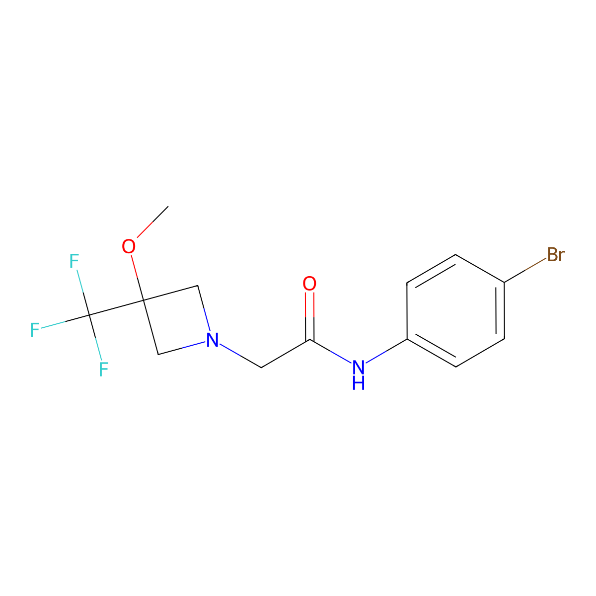 N-(4-bromophenyl)-2-[3-methoxy-3-(trifluoromethyl)azetidin-1-yl]acetamide molecular structure, CAS 3030811-45-8