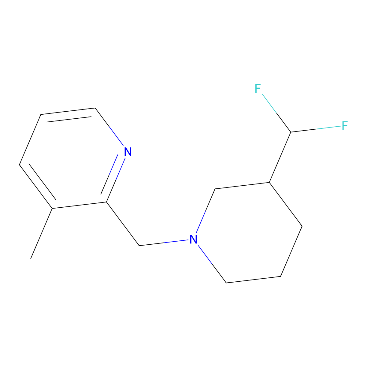 2-{[3-(Difluoromethyl)piperidin-1-yl]methyl}-3-methylpyridine molecular structure, CAS 3030811-46-9