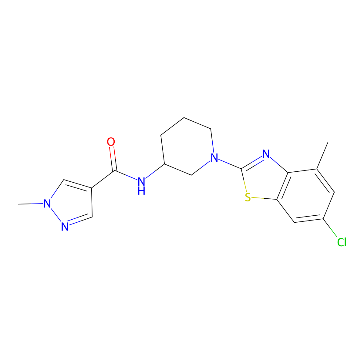 N-[1-(6-chloro-4-methyl-1,3-benzothiazol-2-yl)piperidin-3-yl]-1-methyl-1H-pyrazole-4-carboxamide molecular structure, CAS 3030811-48-1