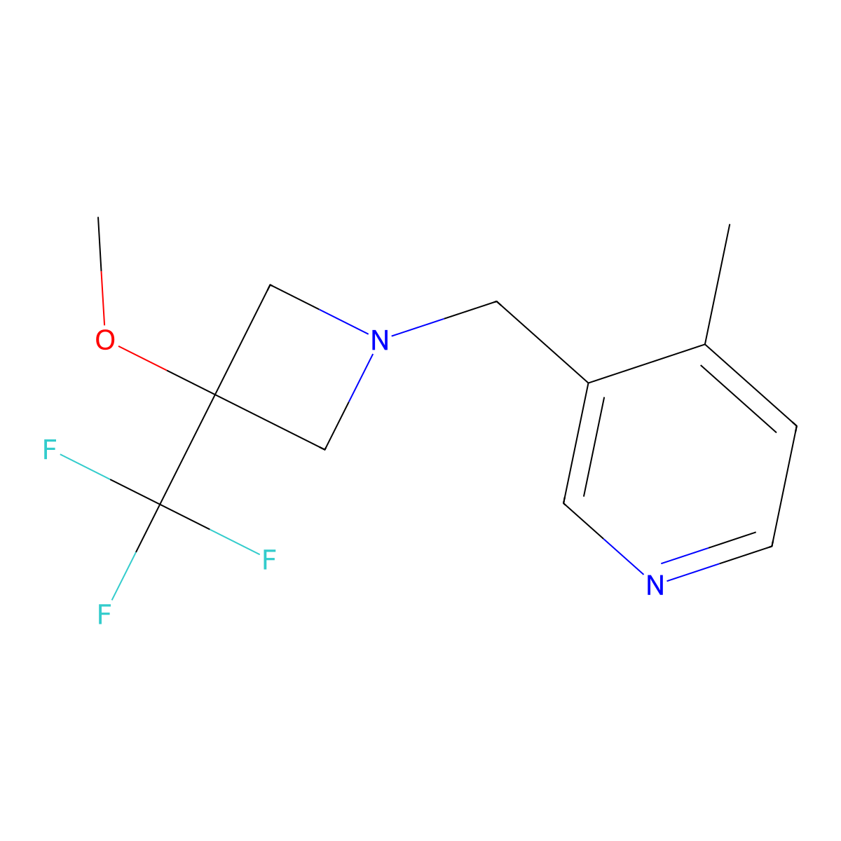 3-{[3-Methoxy-3-(trifluoromethyl)azetidin-1-yl]methyl}-4-methylpyridine molecular structure, CAS 3030811-52-7