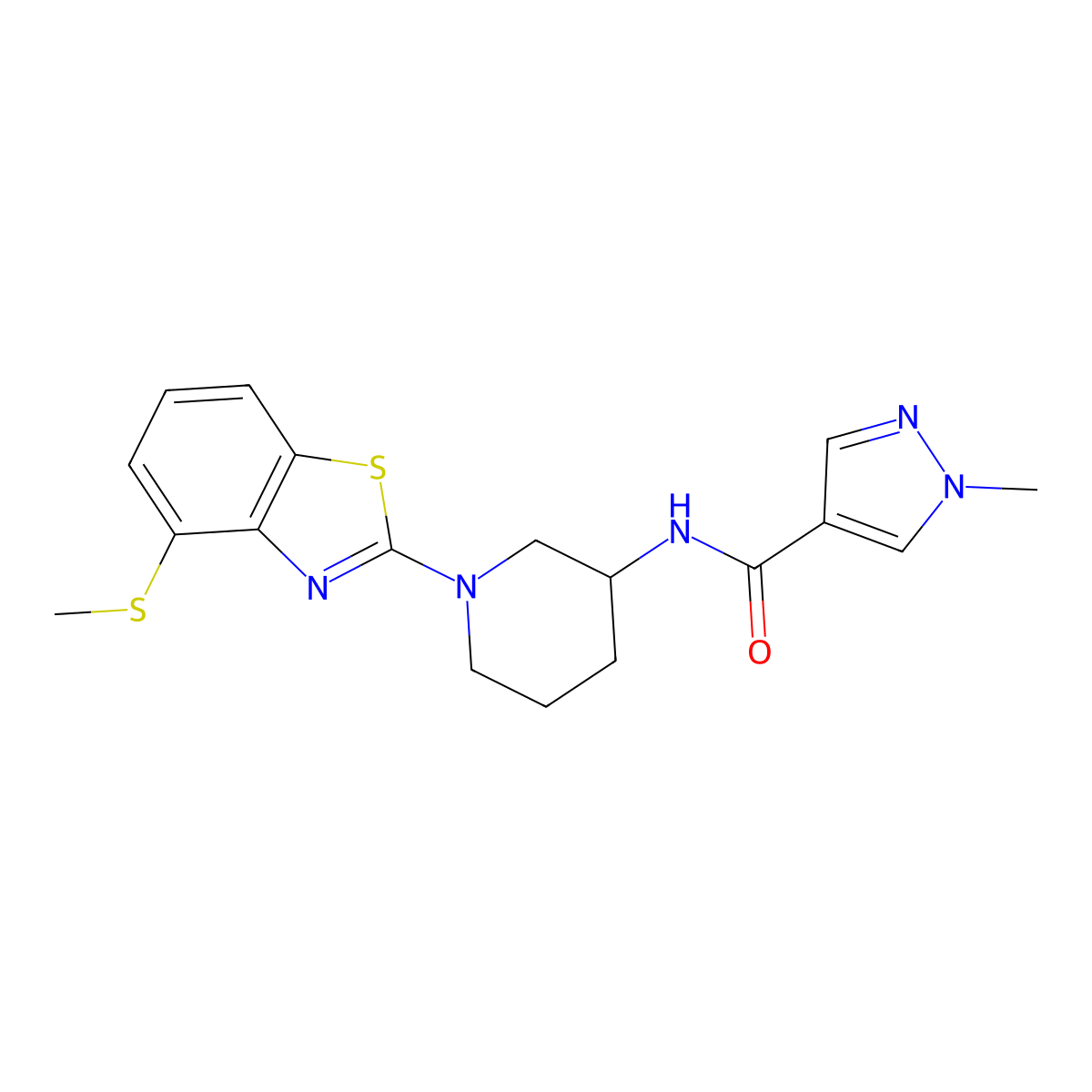1-methyl-N-{1-[4-(methylsulfanyl)-1,3-benzothiazol-2-yl]piperidin-3-yl}-1H-pyrazole-4-carboxamide molecular structure, CAS 3030811-53-8