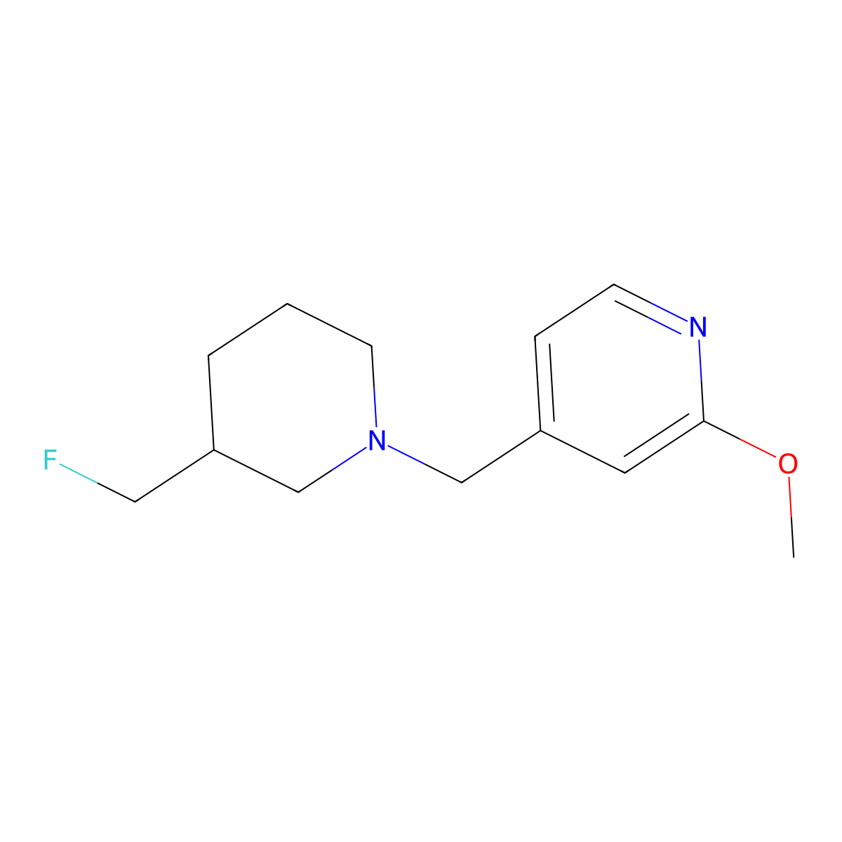 4-{[3-(Fluoromethyl)piperidin-1-yl]methyl}-2-methoxypyridine molecular structure, CAS 3030811-54-9