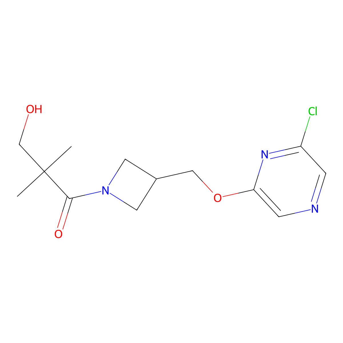 1-(3-{[(6-Chloropyrazin-2-yl)oxy]methyl}azetidin-1-yl)-3-hydroxy-2,2-dimethylpropan-1-one molecular structure, CAS 3030811-62-9