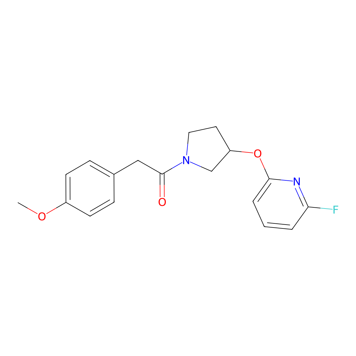 1-{3-[(6-Fluoropyridin-2-yl)oxy]pyrrolidin-1-yl}-2-(4-methoxyphenyl)ethan-1-one molecular structure, CAS 3030811-74-3