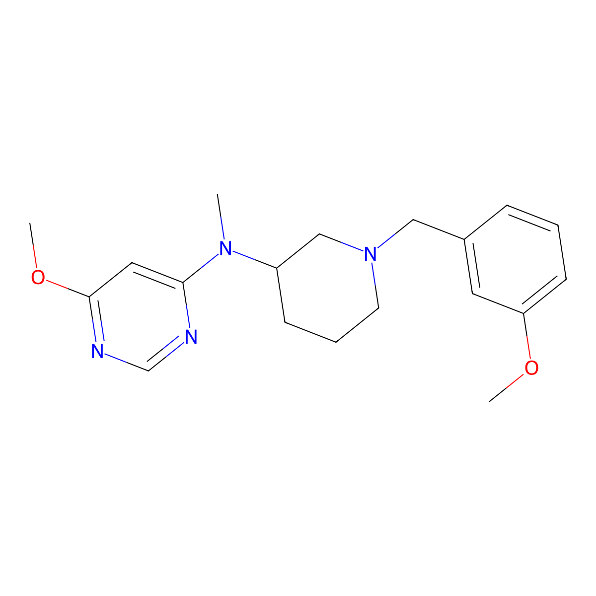 6-methoxy-N-{1-[(3-methoxyphenyl)methyl]piperidin-3-yl}-N-methylpyrimidin-4-amine molecular structure, CAS 3030811-77-6