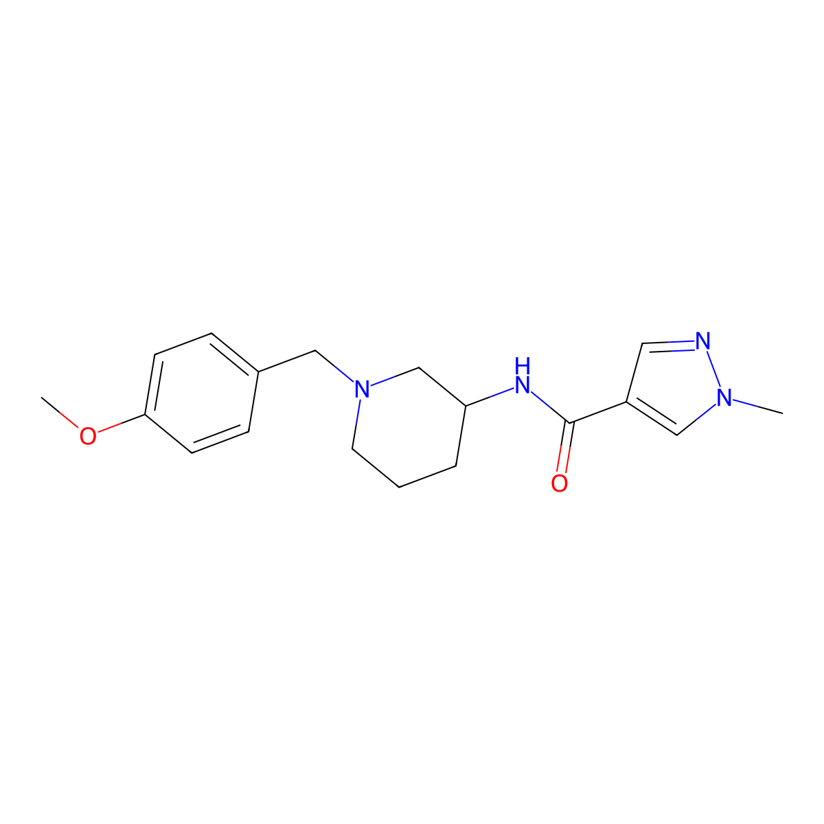 N-{1-[(4-methoxyphenyl)methyl]piperidin-3-yl}-1-methyl-1H-pyrazole-4-carboxamide molecular structure, CAS 3030812-00-8