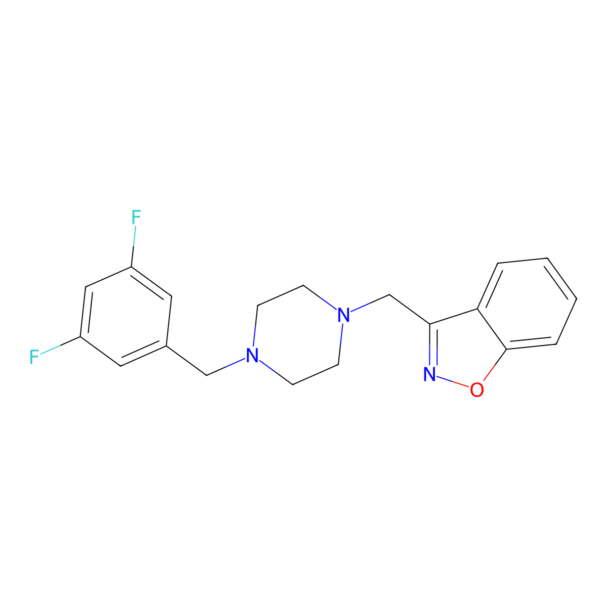 3-({4-[(3,5-Difluorophenyl)methyl]piperazin-1-yl}methyl)-1,2-benzoxazole molecular structure, CAS 3030812-03-1