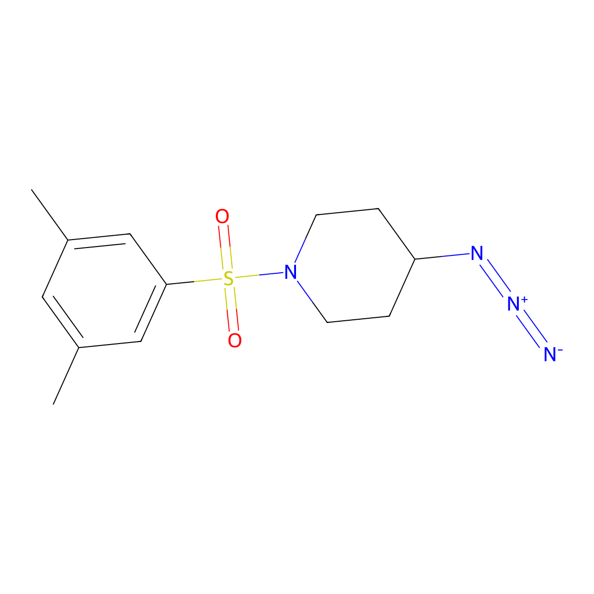4-Azido-1-(3,5-dimethylphenyl)sulfonylpiperidine molecular structure, CAS 3030812-04-2