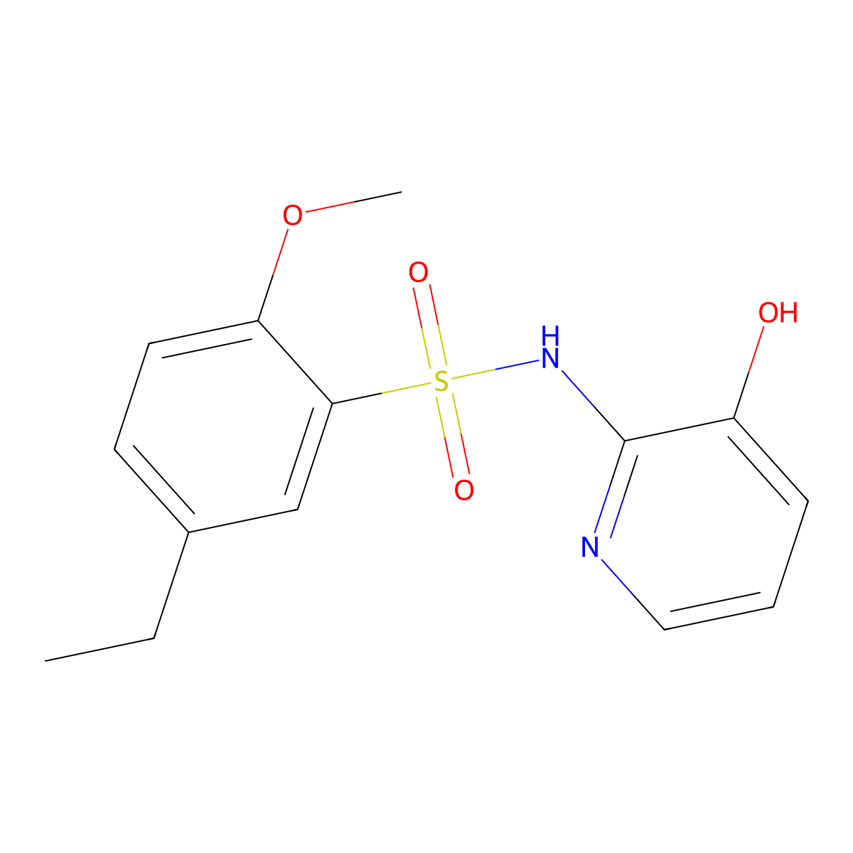 5-ethyl-N-(3-hydroxypyridin-2-yl)-2-methoxybenzene-1-sulfonamide molecular structure, CAS 3030812-09-7