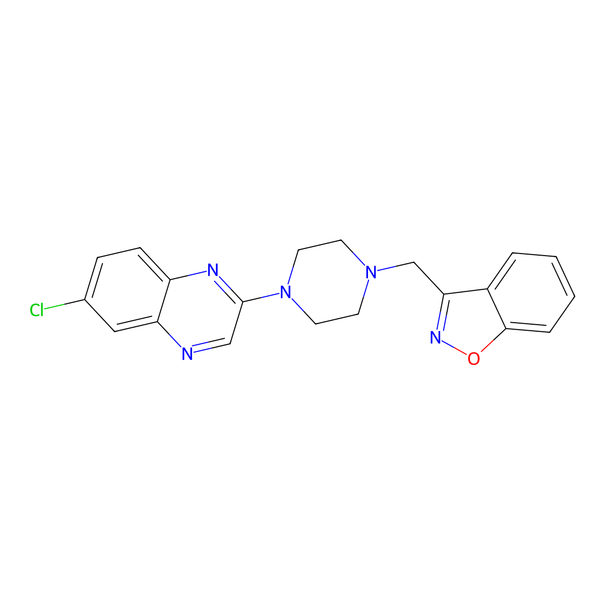 2-{4-[(1,2-Benzoxazol-3-yl)methyl]piperazin-1-yl}-6-chloroquinoxaline molecular structure, CAS 3030812-15-5