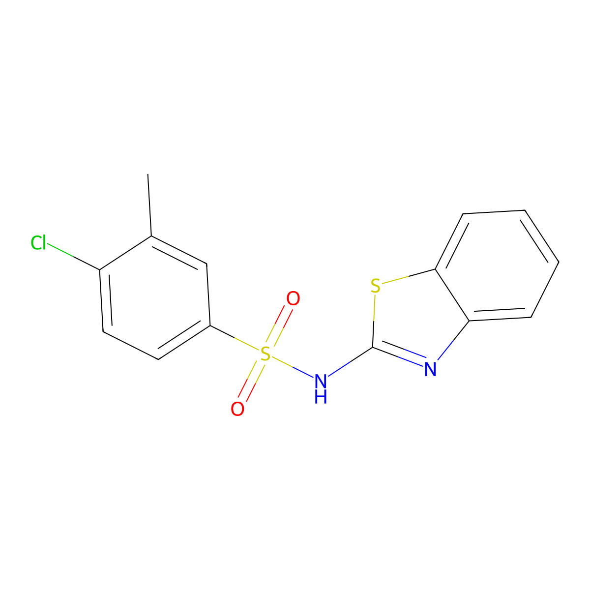 N-(1,3-benzothiazol-2-yl)-4-chloro-3-methylbenzene-1-sulfonamide molecular structure, CAS 3030812-20-2