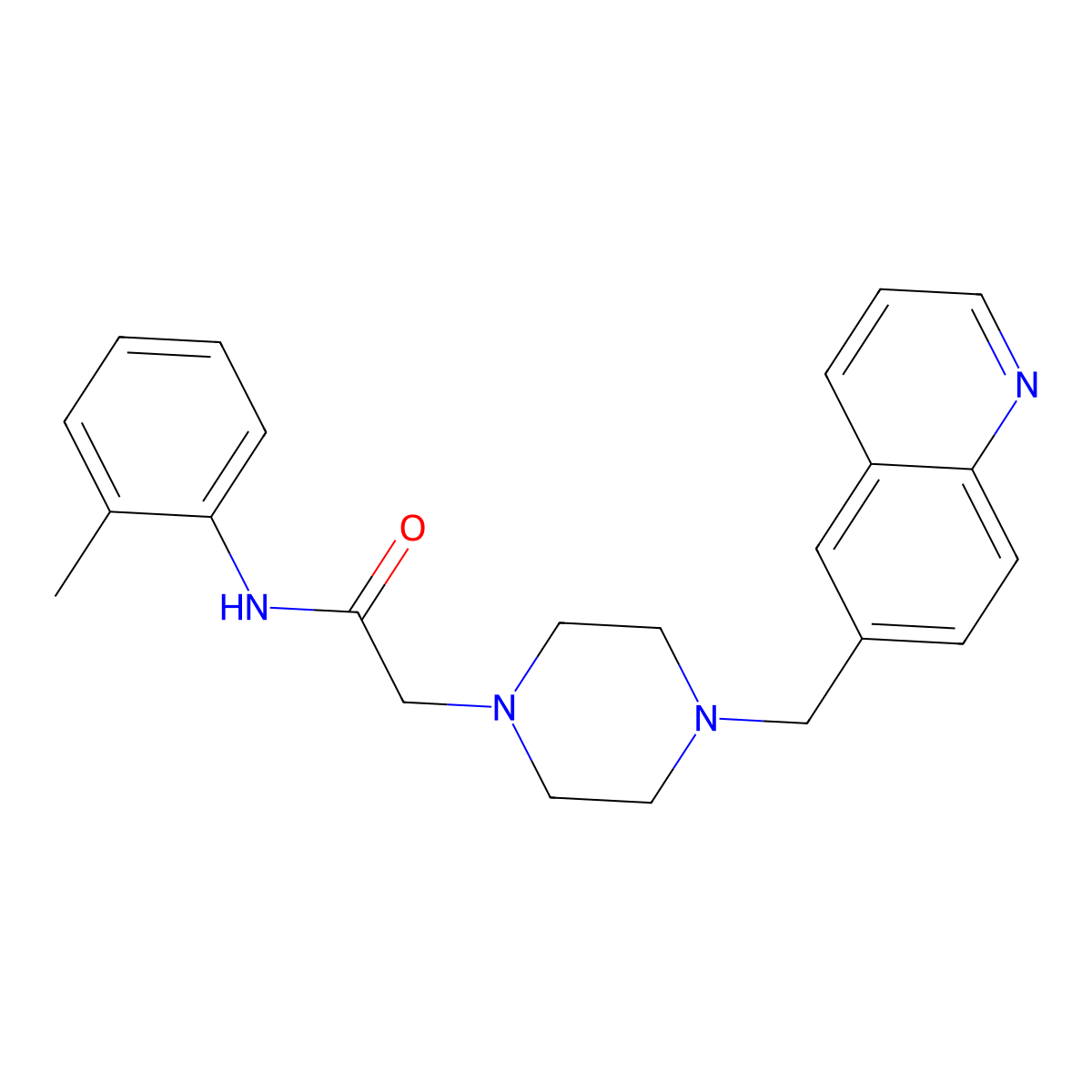 N-(2-methylphenyl)-2-{4-[(quinolin-6-yl)methyl]piperazin-1-yl}acetamide molecular structure, CAS 3030812-29-1