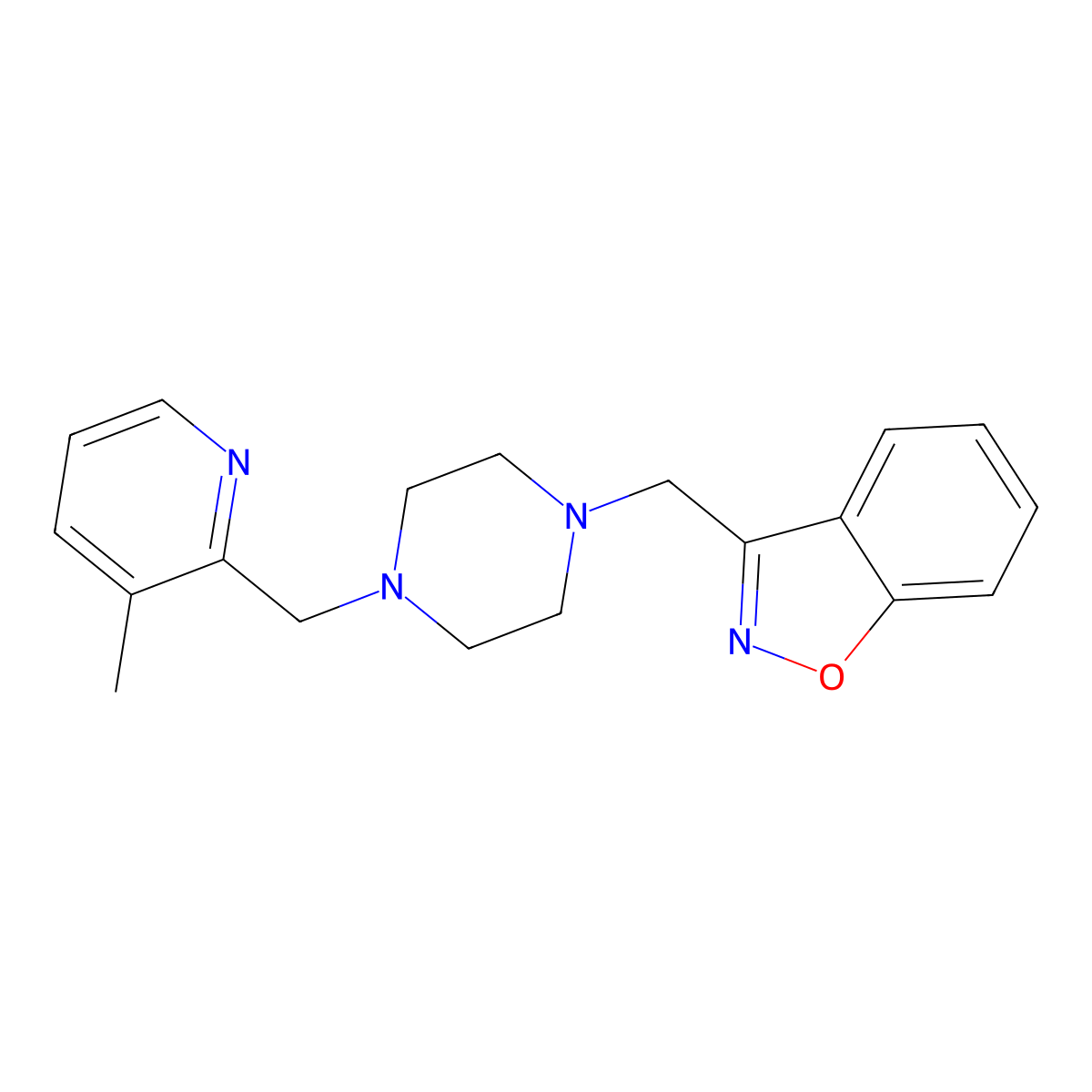 3-({4-[(3-Methylpyridin-2-yl)methyl]piperazin-1-yl}methyl)-1,2-benzoxazole molecular structure, CAS 3030812-33-7