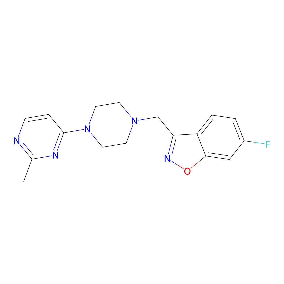 6-Fluoro-3-{[4-(2-methylpyrimidin-4-yl)piperazin-1-yl]methyl}-1,2-benzoxazole molecular structure, CAS 3030812-45-1