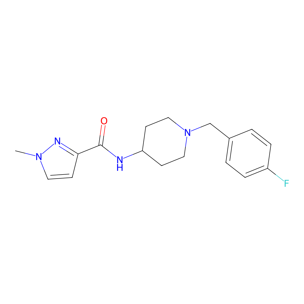 N-{1-[(4-fluorophenyl)methyl]piperidin-4-yl}-1-methyl-1H-pyrazole-3-carboxamide molecular structure, CAS 3030812-46-2