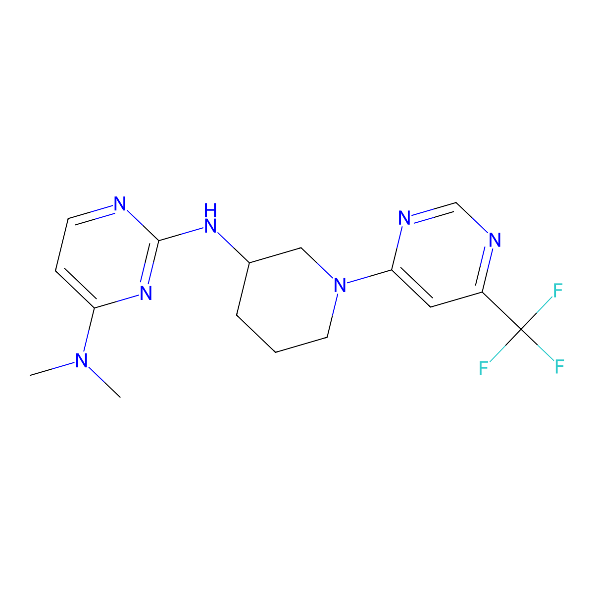 N4,N4-dimethyl-N2-{1-[6-(trifluoromethyl)pyrimidin-4-yl]piperidin-3-yl}pyrimidine-2,4-diamine molecular structure, CAS 3030812-51-9