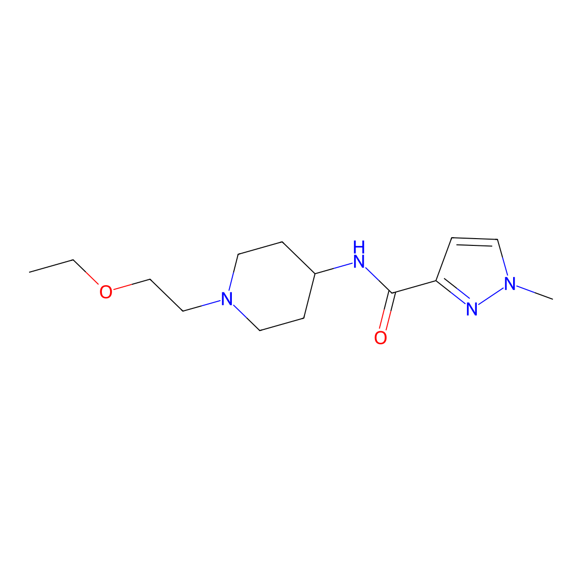 N-[1-(2-ethoxyethyl)piperidin-4-yl]-1-methyl-1H-pyrazole-3-carboxamide molecular structure, CAS 3030812-57-5