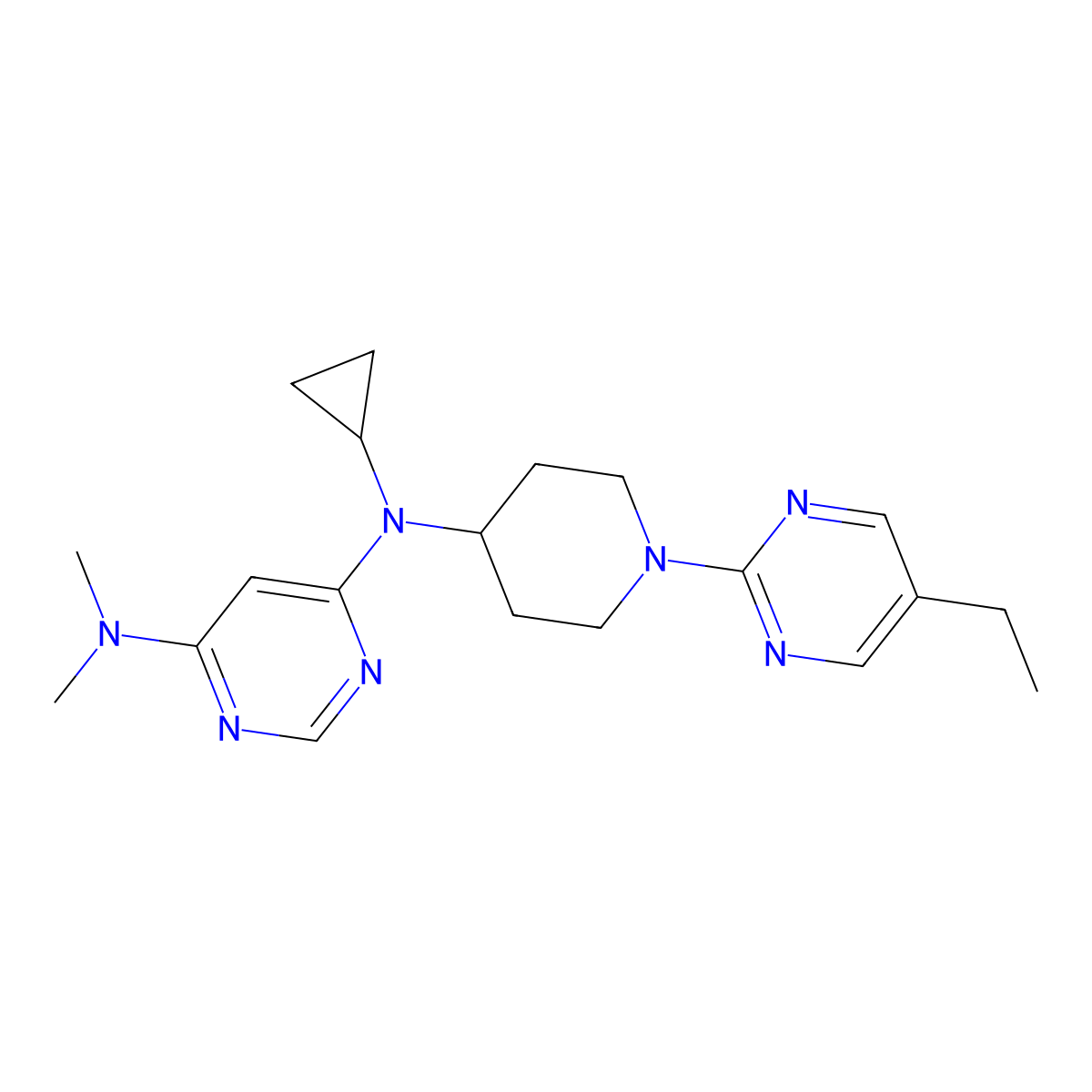 N4-cyclopropyl-N4-[1-(5-ethylpyrimidin-2-yl)piperidin-4-yl]-N6,N6-dimethylpyrimidine-4,6-diamine molecular structure, CAS 3030812-60-0