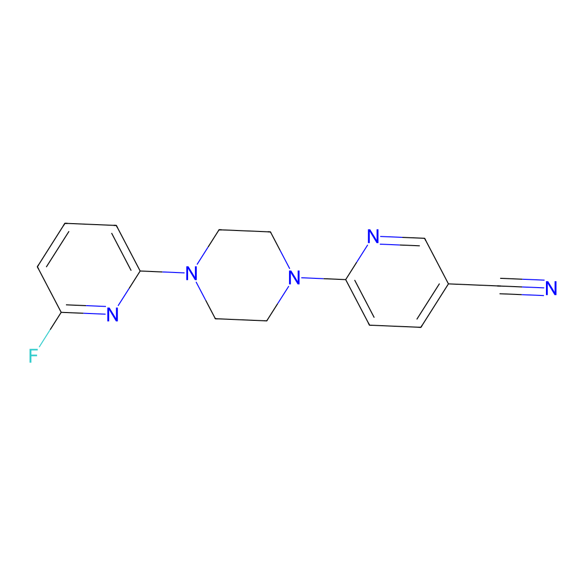 6-[4-(6-Fluoropyridin-2-yl)piperazin-1-yl]pyridine-3-carbonitrile molecular structure, CAS 3030812-69-9