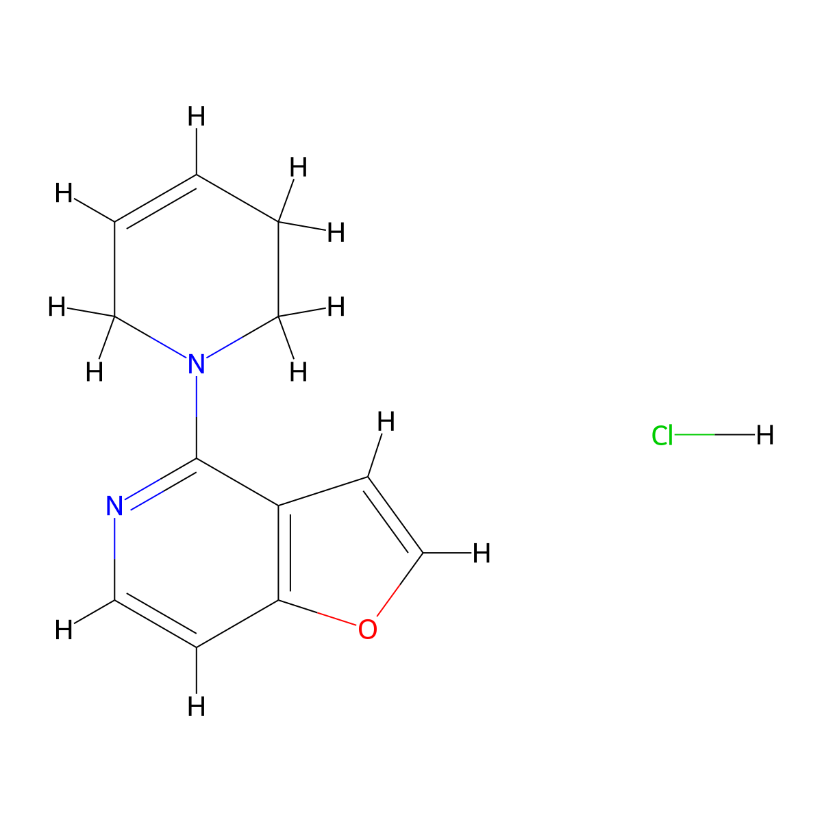1-{Furo[3,2-c]pyridin-4-yl}-1,2,3,6-tetrahydropyridine hydrochloride molecular structure, CAS 3030812-75-7