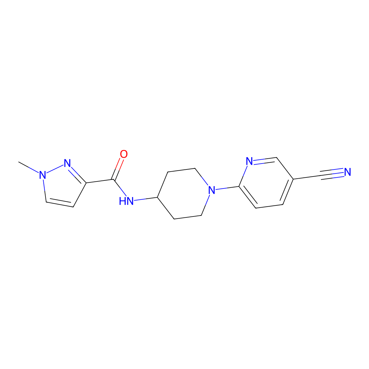 N-[1-(5-cyanopyridin-2-yl)piperidin-4-yl]-1-methyl-1H-pyrazole-3-carboxamide molecular structure, CAS 3030812-76-8