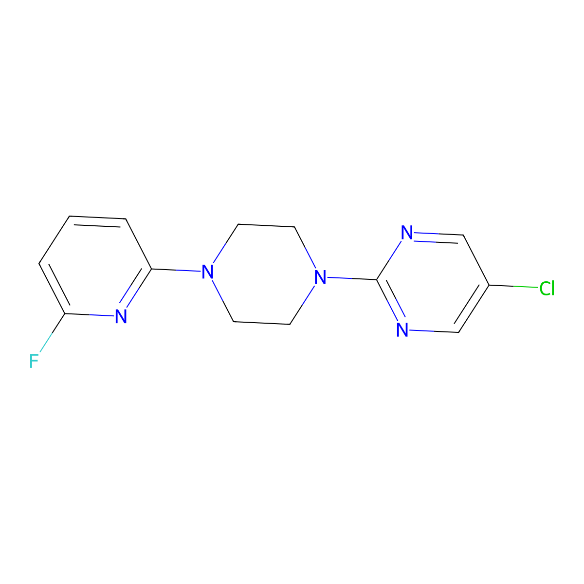 5-Chloro-2-[4-(6-fluoropyridin-2-yl)piperazin-1-yl]pyrimidine molecular structure, CAS 3030812-77-9
