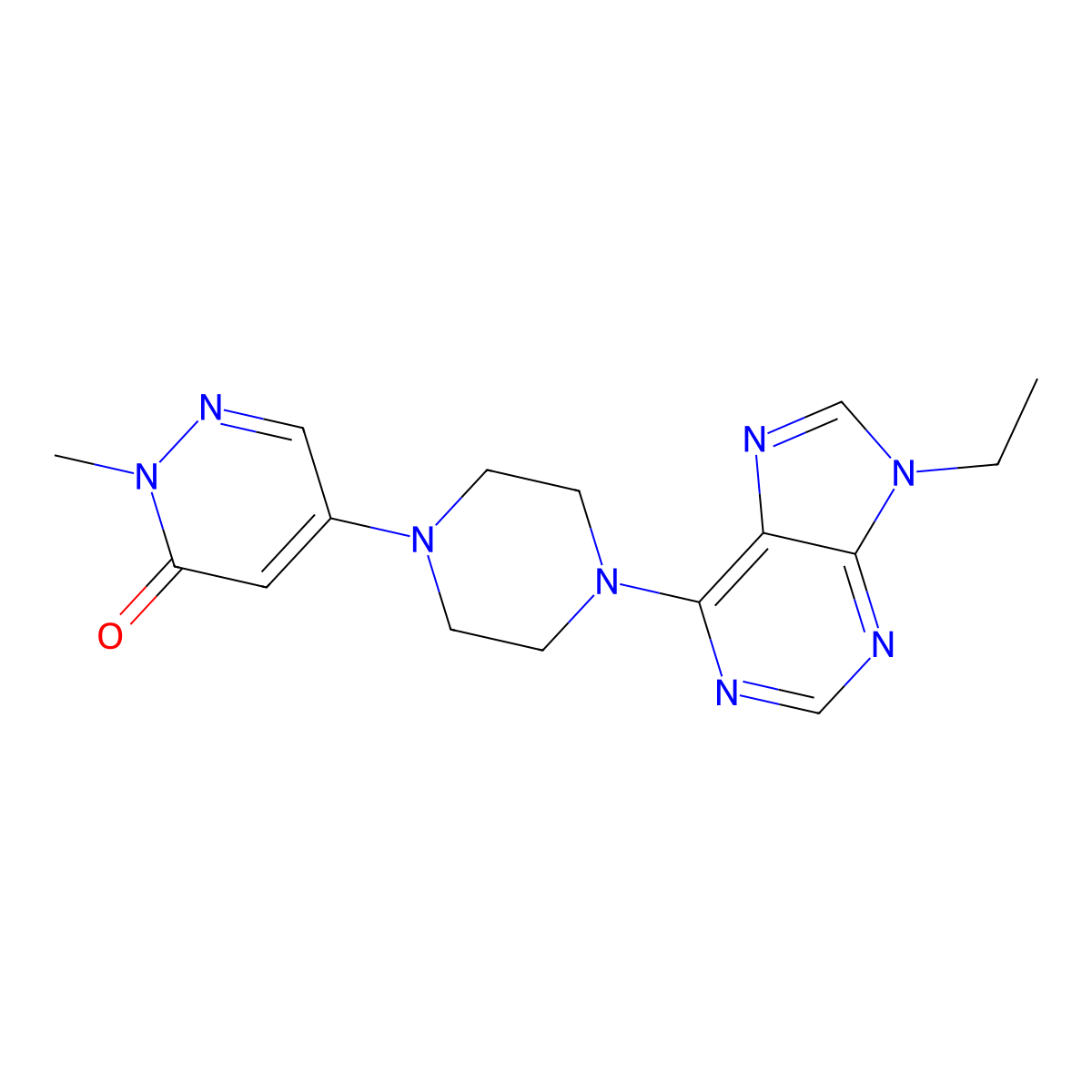5-[4-(9-ethyl-9H-purin-6-yl)piperazin-1-yl]-2-methyl-2,3-dihydropyridazin-3-one molecular structure, CAS 3030812-80-4